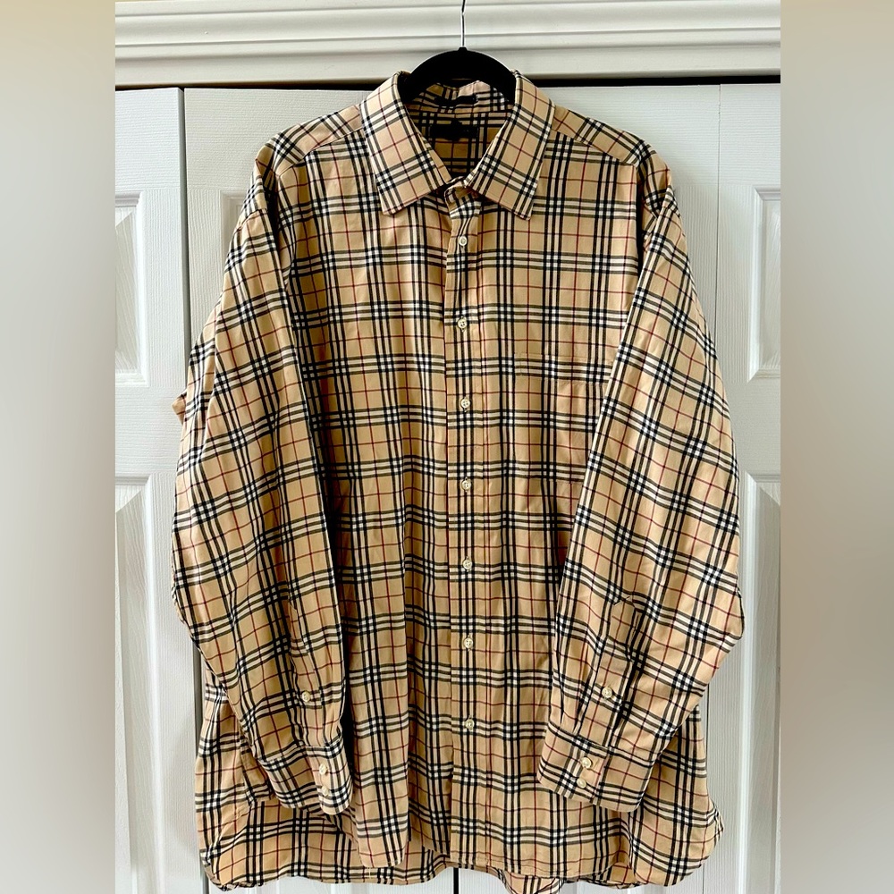 Burberry Beige Checkered Casual Button Down Shirt